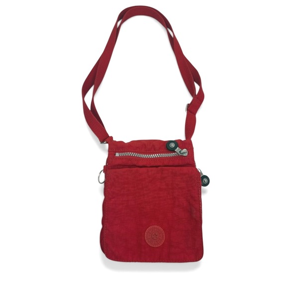 Kipling Handbags - Kipling Red Crinkle Nylon Small Crossbody Bag Travel Utility Pouch Adjustable